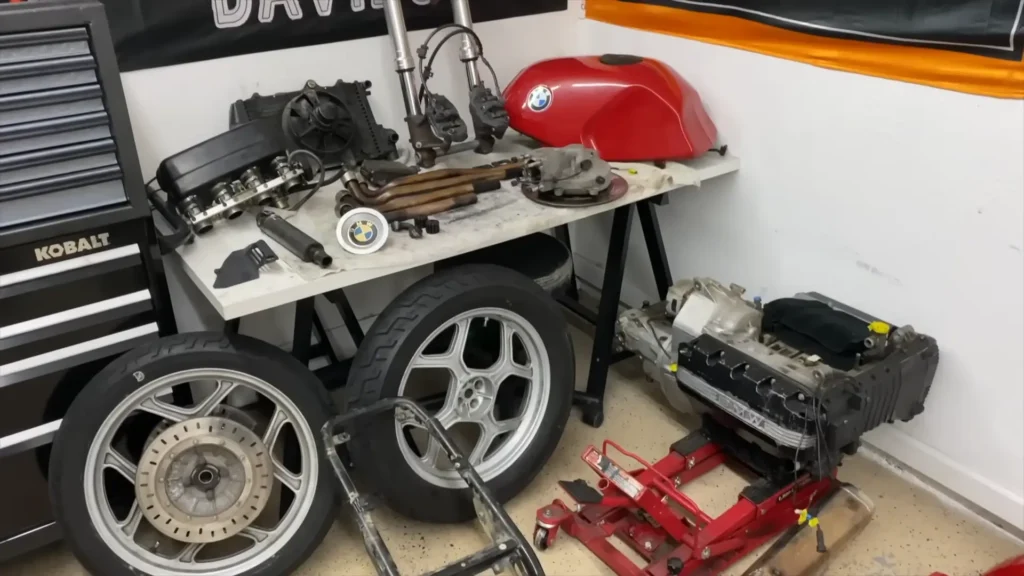 Dismantling BMW k100 motorcycle parts