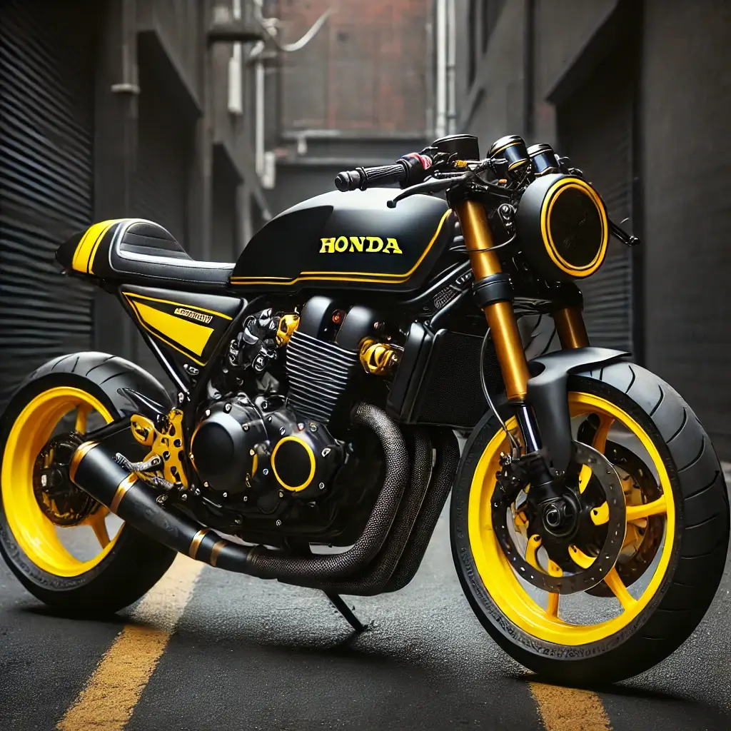 Yellow Highlights honda cafe racer color scheme