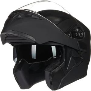 ILM Motorcycle Dual Visor Flip-Up Modular Full Face Helmet